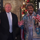 US President-elect Donald Trump, along with boxing promoter Don King, answers questions from the media after a day of meetings on December 28, 2016 at Mar-a-Lago in Palm Beach, Florida. / AFP / DON EMMERT
